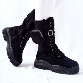 Bottes En Daim Sur La Plateforme Avec Rein Noir Issanti le noir 2