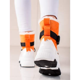 TRENDI Bottes de neige de sport blanche orange 2