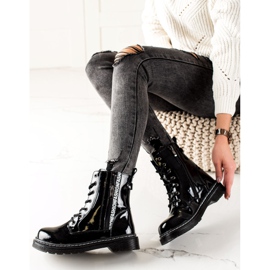 Filippo Bottes en cuir verni noir 2