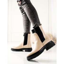 TRENDI Bottines Chelsea à la mode beige noir 2