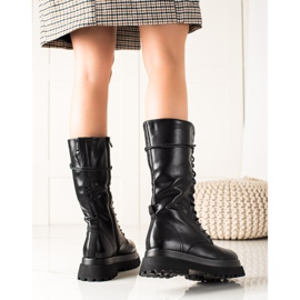 Seastar Bottes hautes en cuir écologique noir 1