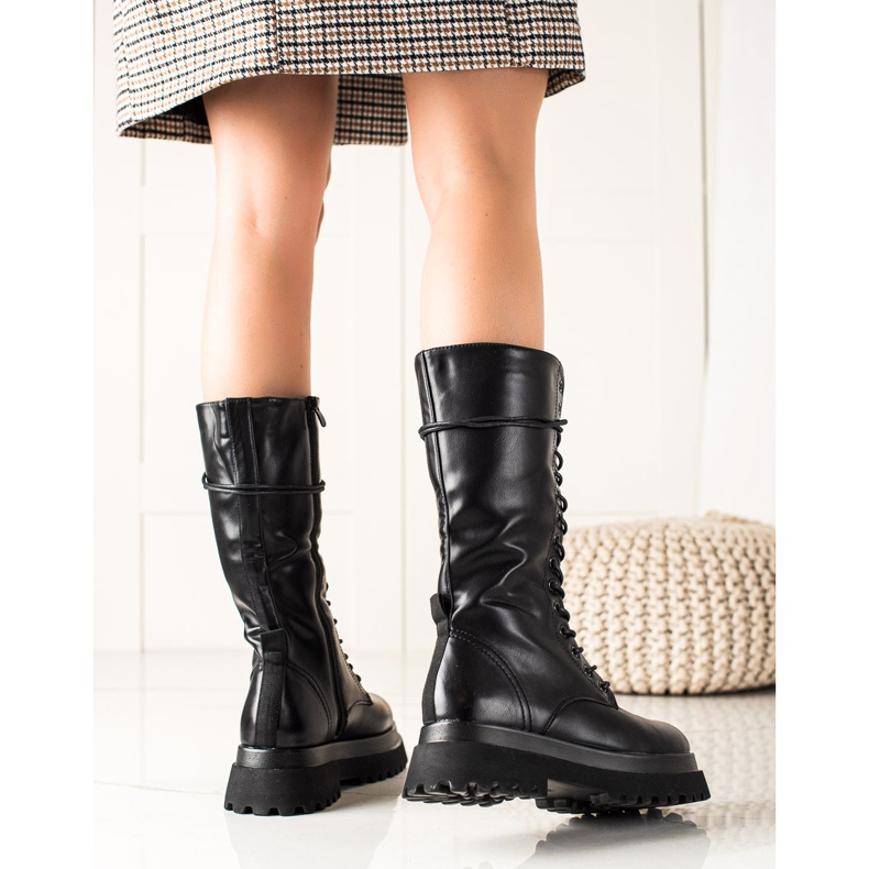 Seastar Bottes hautes en cuir écologique noir 1