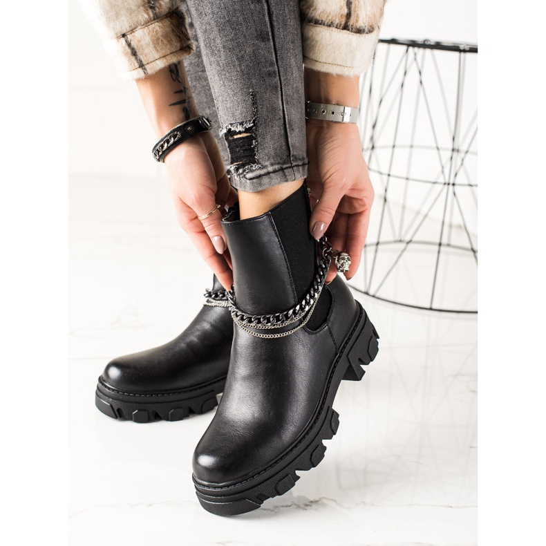 Goodin Bottes chaudes avec chaînes noir 2