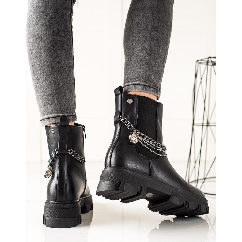 Goodin Bottes chaudes avec chaînes noir 1