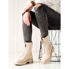 TRENDI Bottes chaudes avec une fermeture éclair beige 3