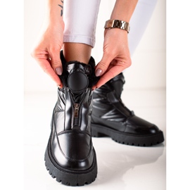 TRENDI Bottes de neige noires brillantes 1