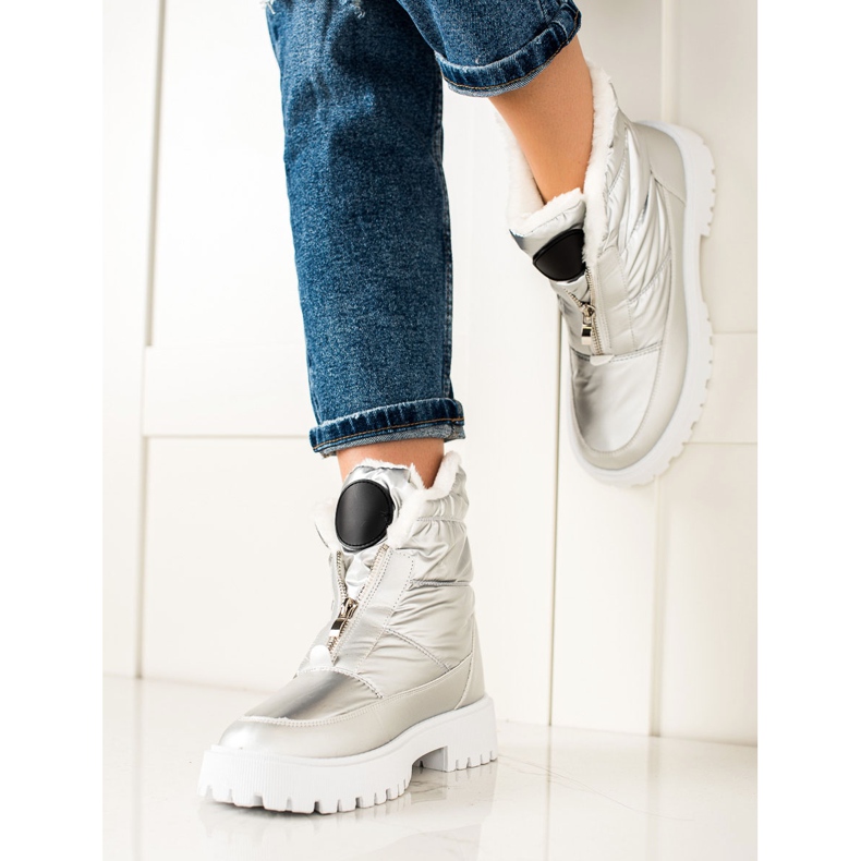 TRENDI Bottes de neige argentées brillantes 1