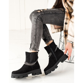 Goodin Bottes chaudes avec chaînes le noir 2