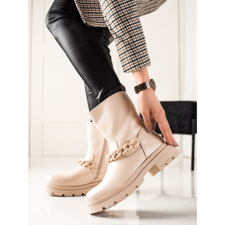 TRENDI Bottes à plateforme à la mode beige 1