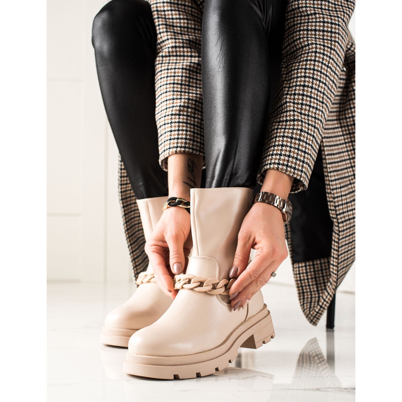 TRENDI Bottes à plateforme à la mode beige 2