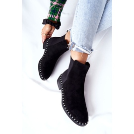 PG1 Bottines Jodhpur en daim Jilanna noires avec perles 1