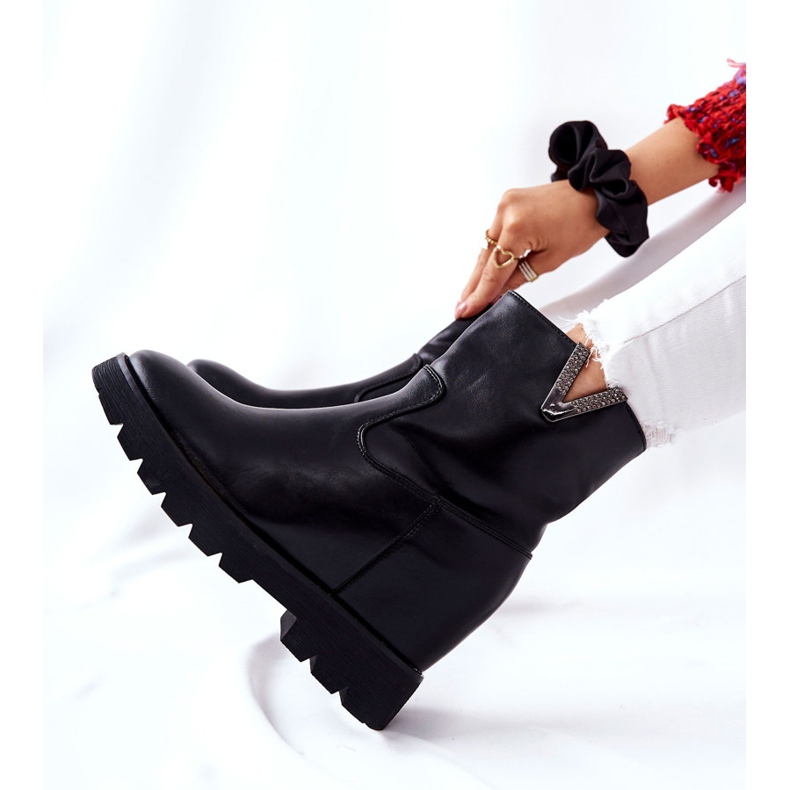 PG1 Bottines noires à semelle compensée cachée avec emblème Tiver 2