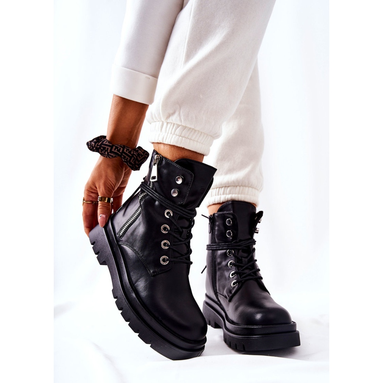 PG1 Bottes Sur Fermeture Éclair Avec Reliure Noir Elissmo le noir 1