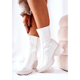 PM1 Bottines Hautes Laquées Sur Talon Blanc Merelien 2