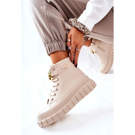 Baskets hautes sur plateforme beige Standies doré 1