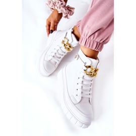 Baskets hautes sur la plate-forme blanche Standies doré 1