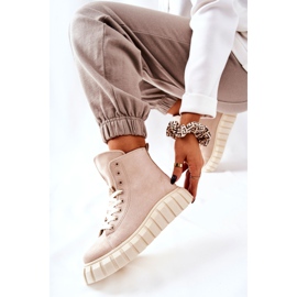 Baskets montantes en daim sur une plate-forme Menipise beige 2