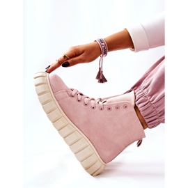 Baskets montantes en daim sur plateforme rose Meniphise beige 5