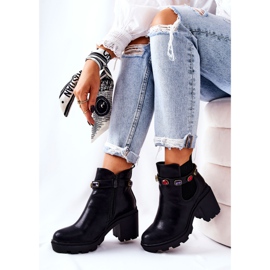 PS1 Bottes Pour Femmes En Cuir Sur Un Talon Avec Des Cristaux Noir Macbeth le noir 1