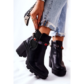 PS1 Bottes Pour Femmes En Cuir Sur Un Talon Avec Des Cristaux Noir Macbeth le noir 3