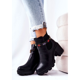 PS1 Bottes Pour Femmes En Cuir Sur Un Talon Avec Des Cristaux Noir Macbeth le noir 4