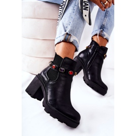 PS1 Bottes Pour Femmes En Cuir Sur Un Talon Avec Des Cristaux Noir Macbeth le noir 6
