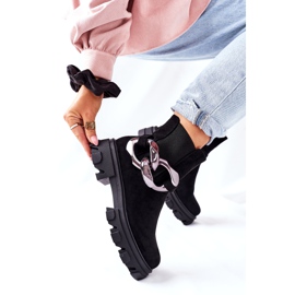 S.Barski Bottes isolées pour femmes, bottes de Chelsea noir avec un ornement 3