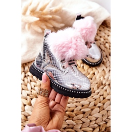 PA1 Bottines Chaudes Enfant Fourrure Silver Rosea argent 3