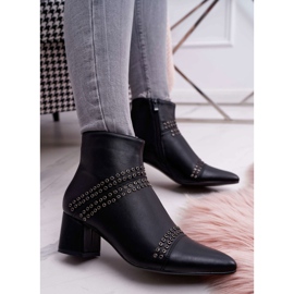 PS1 Bottines Femme À Talons En Spitz Avec Rivets Noir Primma le noir 1