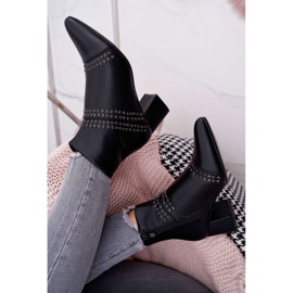 PS1 Bottines Femme À Talons En Spitz Avec Rivets Noir Primma le noir 3