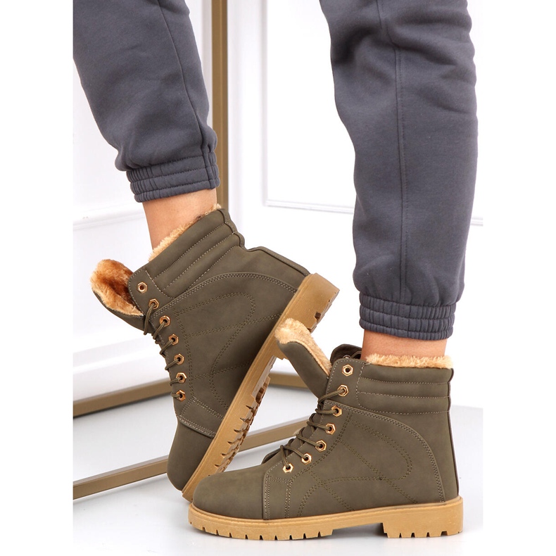 Bottes bois isolées femme Polle Vert Noir 1