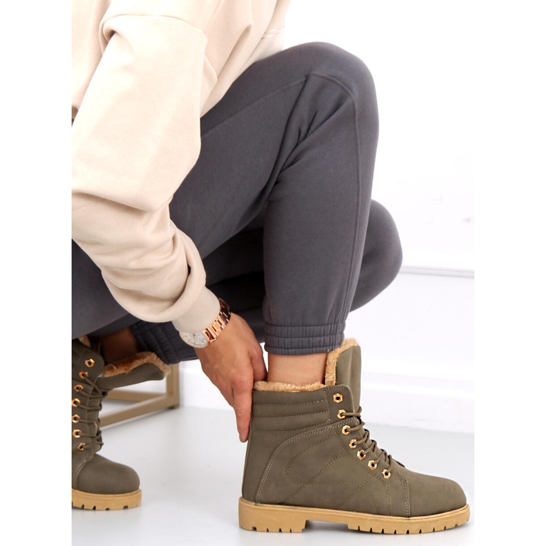 Bottes bois isolées femme Polle Vert Noir 2