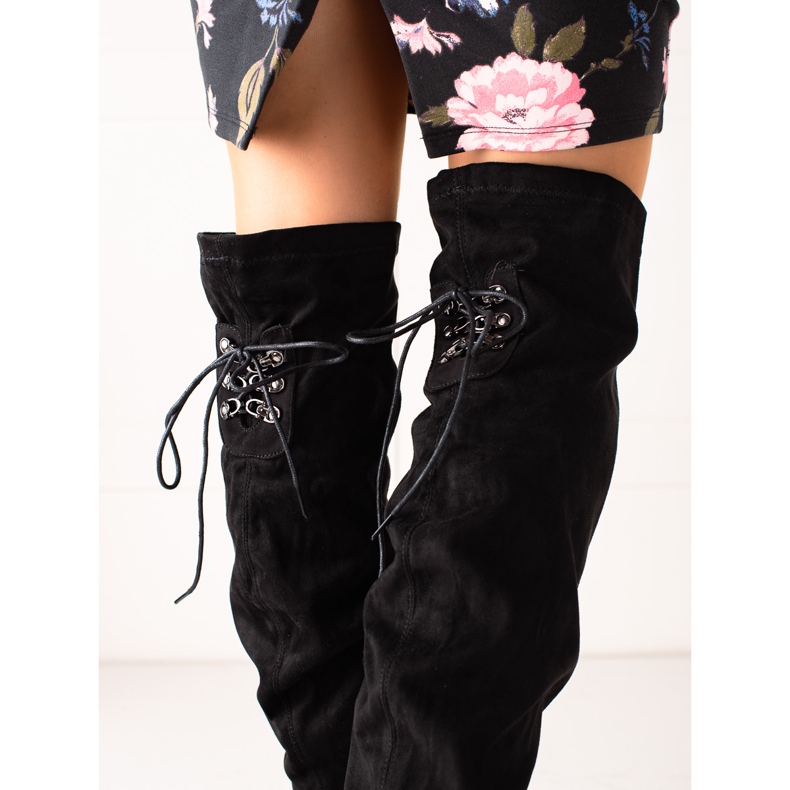 Laura Mode Cuissardes à talons hauts noir 2