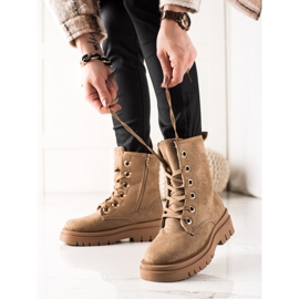 TRENDI Trappeurs en daim marron beige brun 2