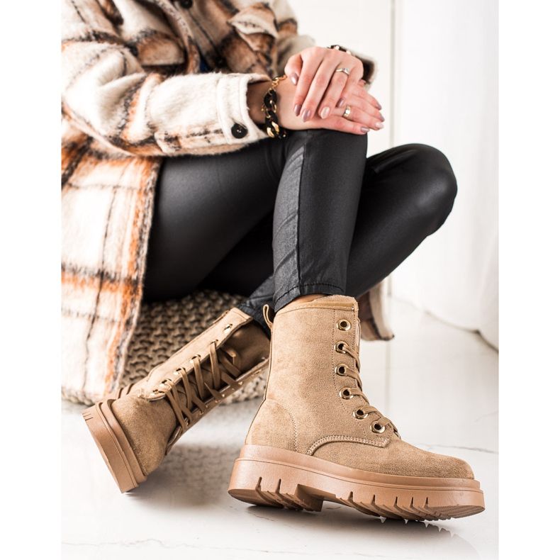 TRENDI Trappeurs en daim marron beige brun 1