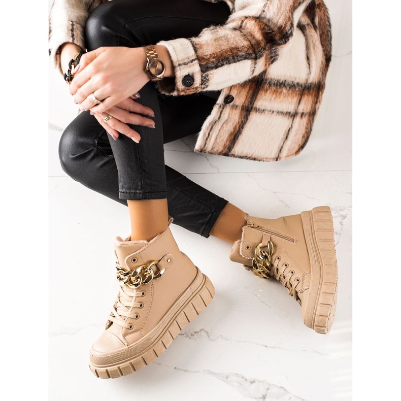 TRENDI Bottes chaudes Baskets beige 1 TRENDI Bottes chaudes Baskets beige 1