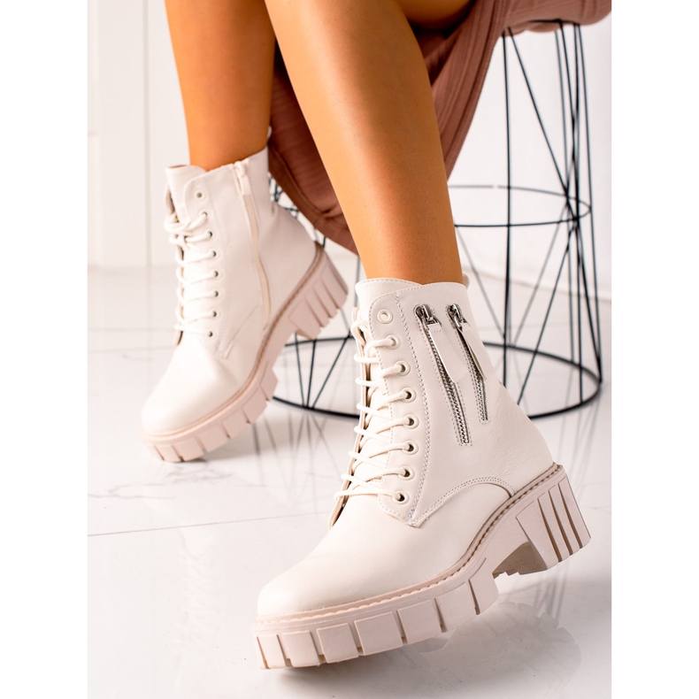 Goodin Trappeurs à la mode avec fermetures à glissière décoratives beige 1 Goodin Trappeurs à la mode avec fermetures à glissière décoratives beige 1