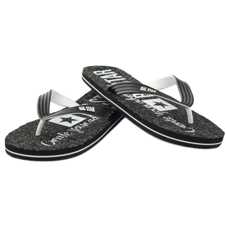 Big Star 174621 tongs chaussures pour hommes blanc noir 3