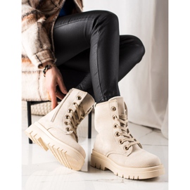 TRENDI Trappeurs en daim beige 1