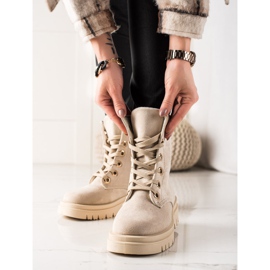 TRENDI Trappeurs en daim beige 3