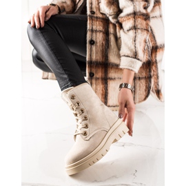 TRENDI Trappeurs en daim beige 4