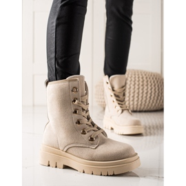 TRENDI Trappeurs en daim beige 2