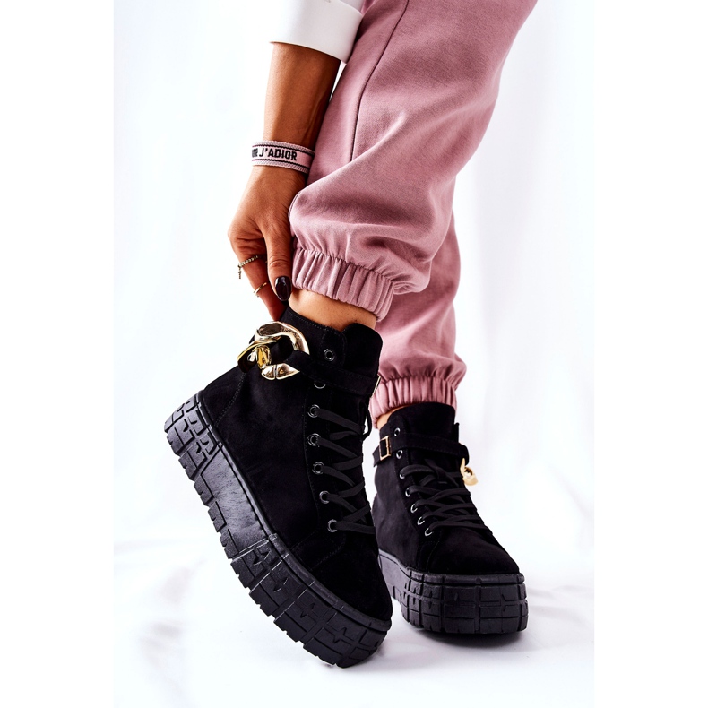 Baskets montantes sur la plateforme noire Evenia le noir 2