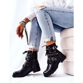 Bottines En Cuir À Rayures Motif Animal Noir Kepherine le noir 4