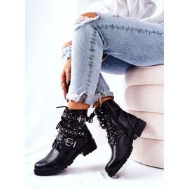Bottines En Cuir À Rayures Motif Animal Noir Kepherine le noir 6