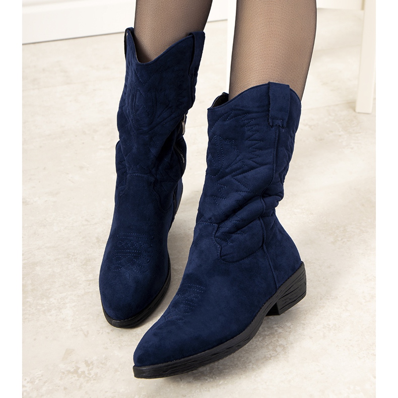 Bottes de cowboy isolées Roxanne bleu foncé bleu marine 1