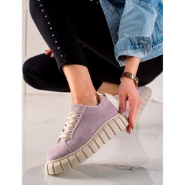 TRENDI Baskets en daim sur la plate-forme violet 2