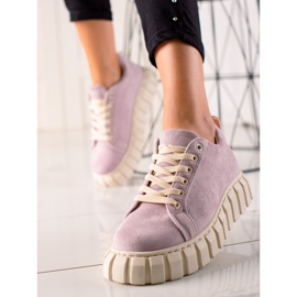 TRENDI Baskets en daim sur la plate-forme violet 1