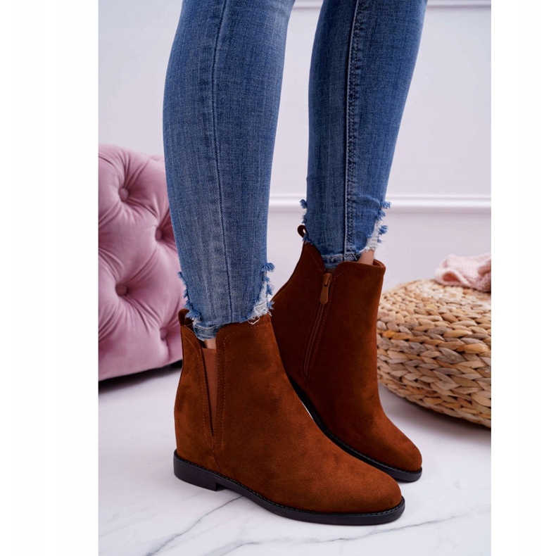 BUGO Bottines Compensées Femme Daim Camel Tema brun 1
