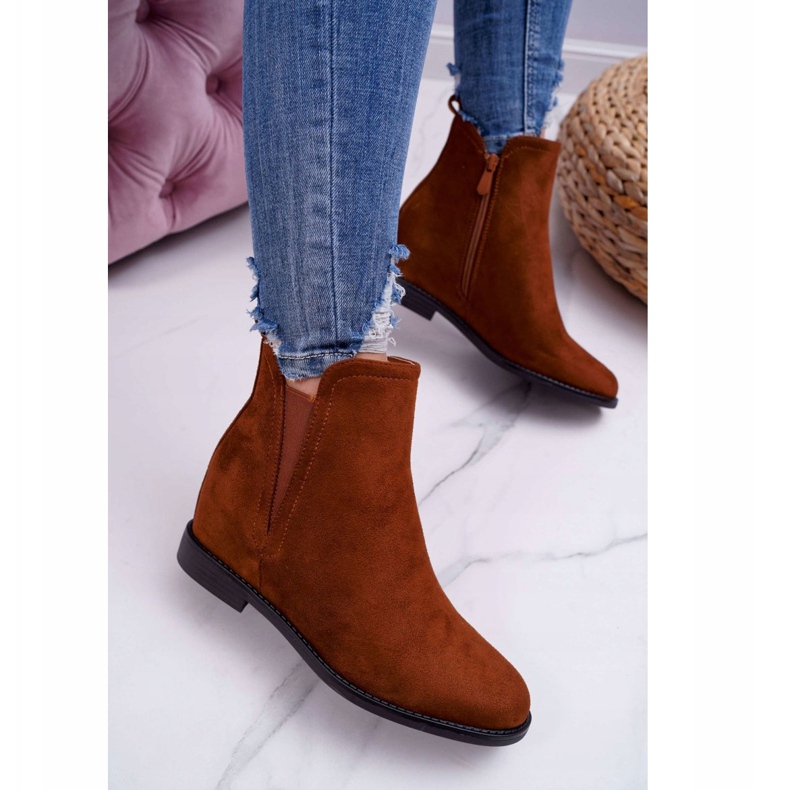 BUGO Bottines Compensées Femme Daim Camel Tema brun 3
